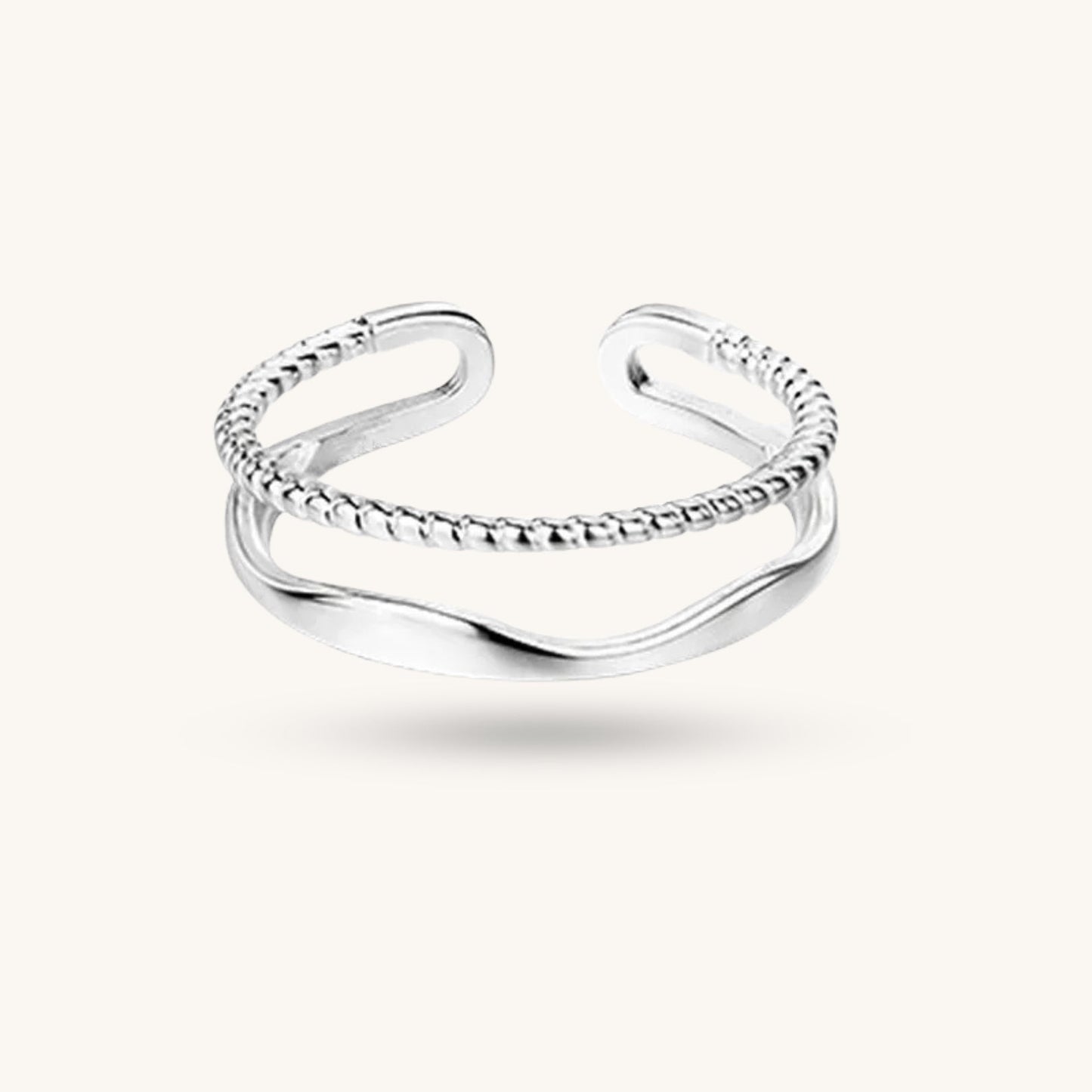 Wavy & Twist Dual-Line Dainty Ring