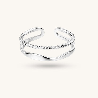 Wavy & Twist Dual-Line Dainty Ring
