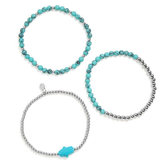 Conjunto de pulseras elásticas de Hamsa turquesa