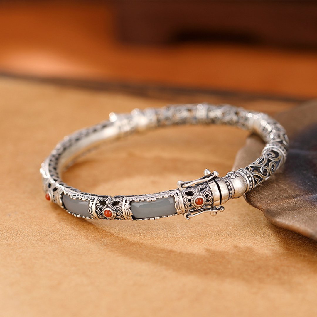 White Jade Charm Bangle
