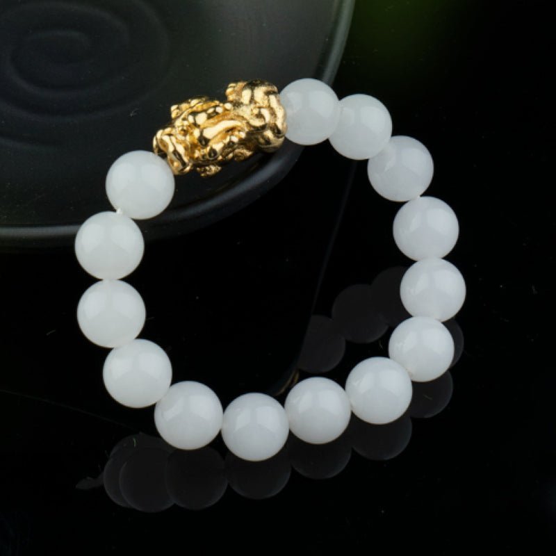 White Jade Pixiu Wealth Bracelet