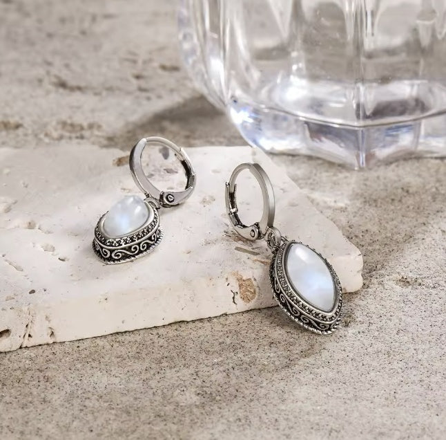 Sterling Silver Natural Moonstone Pendant Earrings