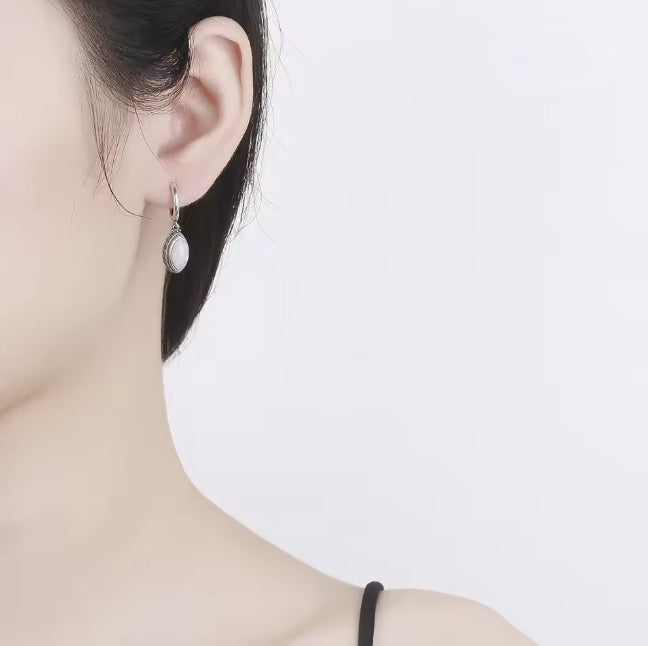 Sterling Silver Natural Moonstone Pendant Earrings