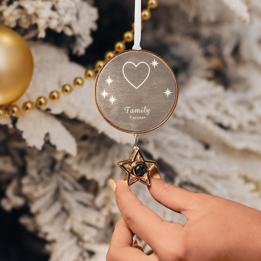 Adorno fotográfico personalizado de círculo y estrella